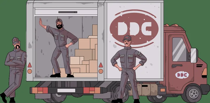 Professional packers loading a moving truck